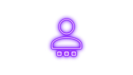 Glowing neon icon of a stylized person with a circular head and rectangular body, Neon account settings icon glow with transparent background