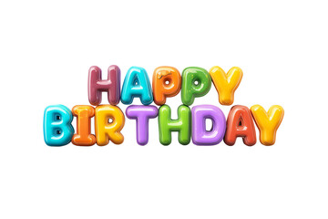 Obraz premium Playful colorful 3D text forming Happy Birthday with cartoon styling Isolated on transparent Background