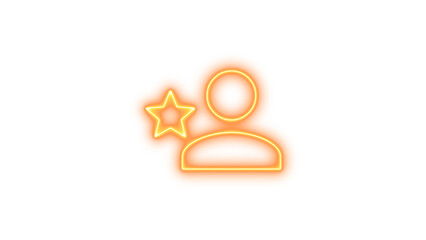 Neon icon of a person with a star, symbolizing a favorite or special user, Neon account star icon glow with transparent background