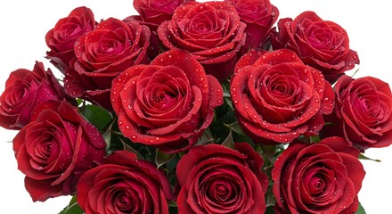 Obraz premium Vibrant red roses glisten beautifully under soft light. AI Generated