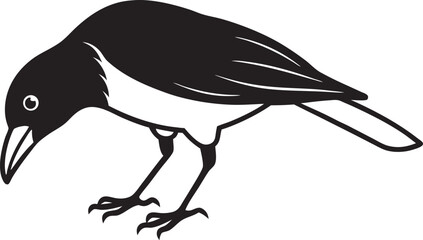 A Ground Peck Crow Line Art On White Background