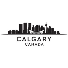 Fototapeta premium Calgary skyline horizontal banner. Black Calgary, Canada. Vector template for your design. Vector black silhouette. with white background