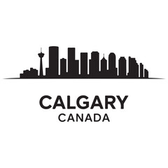 Obraz premium Calgary skyline horizontal banner. Black Calgary, Canada. Vector template for your design. Vector black silhouette. with white background