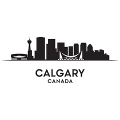 Obraz premium Calgary skyline horizontal banner. Black Calgary, Canada. Vector template for your design. Vector black silhouette. with white background
