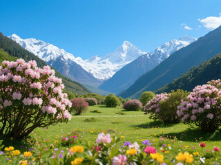 Fototapeta premium alpine meadow with wildflowers