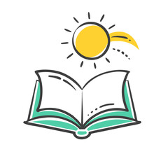 book and sun logo icon, book and sun logo vector illustration-simple illustration of book and sun logo, perfect for book and sun logo logos and icons