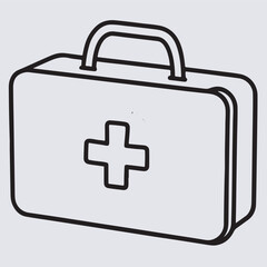 medical first kit box line art silhouette vector art illustration, first aid kit icon