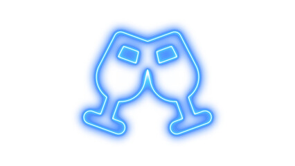 Neon Clinking Wine Glasses Sign, Neon chalkboard user icon glow with transparent background