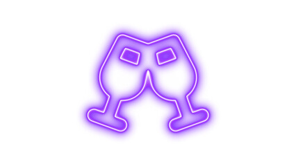 Neon Clinking Wine Glasses Sign, Neon chalkboard user icon glow with transparent background