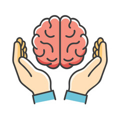 brain in hands icon, brain in hands vector illustration-simple illustration of brain in hands, perfect for brain in hands logos and icons