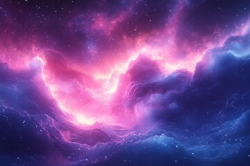 Obraz premium Vibrant cosmic clouds illuminated by shades of pink and purple in a starry night sky