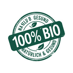 100 Percent Bio Organic Natural and Healthy Green Stamp Label
