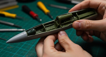Naklejka premium Aircraft Modelers Hobby Craftsmanship Closeup