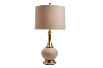 Elegant vintage bedside lamp with curved silhouette and warm brass accents softly glowing Isolated on transparent Background