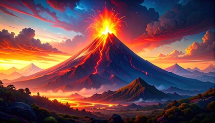 Volcano Eruption at Sunset. (1)