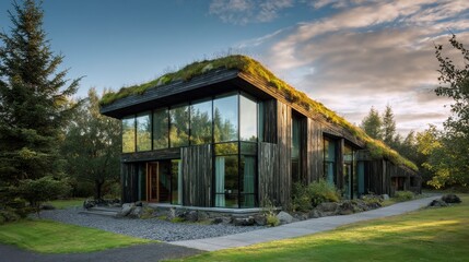 Obraz premium Modern green roof building