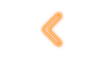 Obraz premium Glowing Neon Arrow Pointing Left, Neon chevron left icon glow with transparent background
