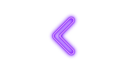 Glowing Neon Arrow Pointing Left, Neon chevron left icon glow with transparent background