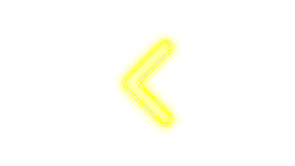 Obraz premium Glowing Neon Arrow Pointing Left, Neon chevron left icon glow with transparent background