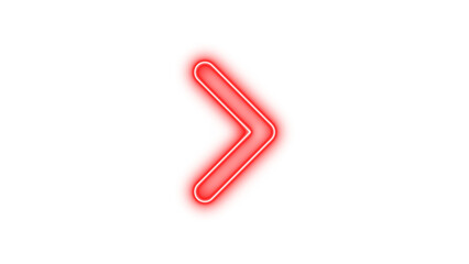 Glowing neon arrow pointing to the right, Neon chevron right icon glow with transparent background