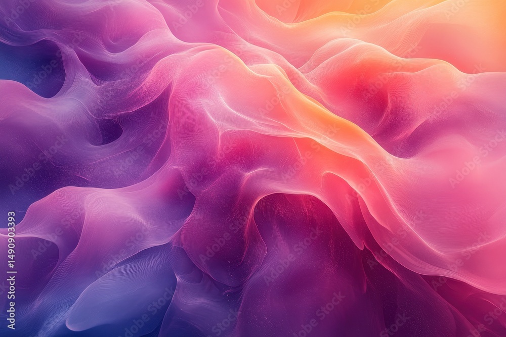 Poster colorful abstract wave patterns create an ethereal visual experience in vibrant shades and soft text