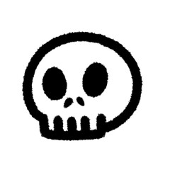 skull png cute cartoon handwrite design kid and art doodle retro design pen outline element