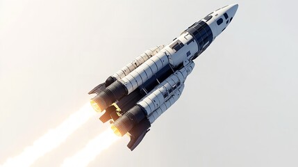 Fototapeta premium 3D Rocket in Space Business Startup and Business Growth Concept 