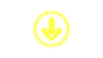 Glowing Neon Download Arrow Icon, Neon circle arrow down icon glow with transparent background