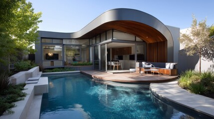 Obraz premium Modern home with swimming pool