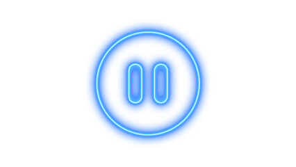 Glowing Neon Pause Button Symbol, Neon circle pause icon glow with transparent background