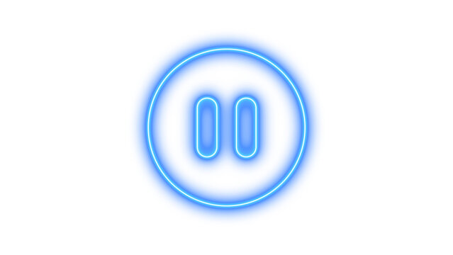 Glowing Neon Pause Button Symbol, Neon circle pause icon glow with transparent background
