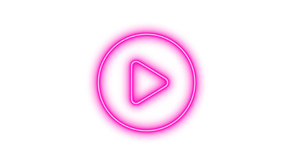 Bright Play Button Icon, Neon circle pause icon glow with transparent background