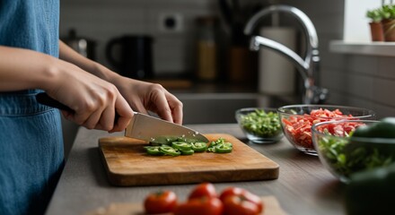Food preparation with vibrant fresh ingredients