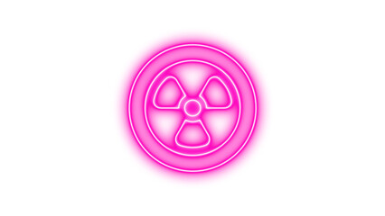 Glowing Neon Radiation Symbol, Neon circle radiation icon glow with transparent background