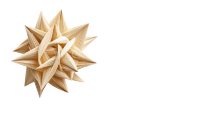 Intricate Starlike Sculpture Crafted from Natural Materials with Unique Geometric Design and Textures