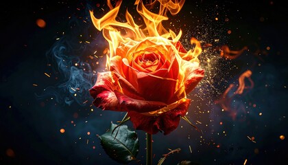 Burning Rose Flower.