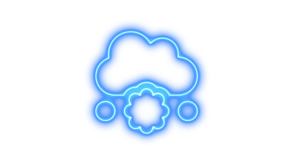 Glowing Neon Cloud with Flower Design, Neon cloud meatball icon glow with transparent background