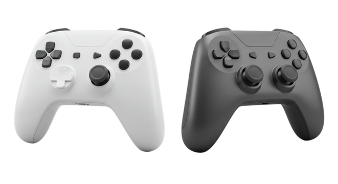 Two Game Controllers Side by Side with Different Designs