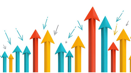 Colorful Arrows Representing Growth and Decline in Business or Financial Contexts for Strategic Planning