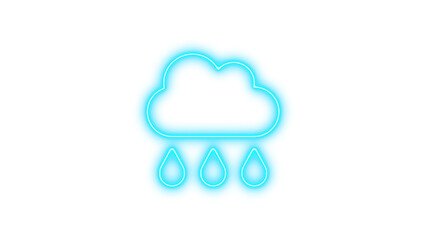 Neon Cloud with Raindrops Icon, Neon cloud rain icon glow with transparent background