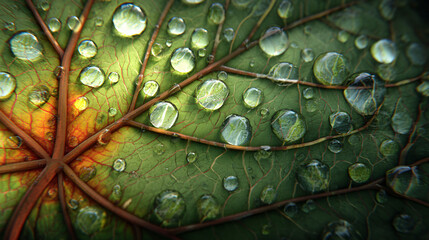 Fototapeta premium leaf underside with dew macro