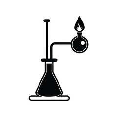 Bunsen burner silhouette vector art illustration