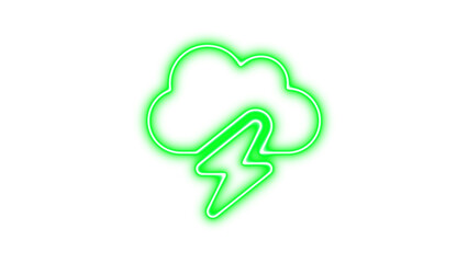Neon Cloud with Lightning Bolt Sign, Neon cloud-bolt icon glow with transparent background
