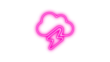 Neon Cloud with Lightning Bolt Sign, Neon cloud-bolt icon glow with transparent background