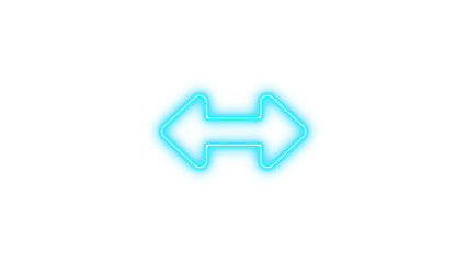 Glowing neon sign with arrows pointing left and right, Neon left right icon glow with transparent background