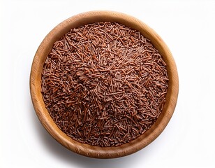 from a top perspective chocolate sprinkles for cake and pastry toppings are isolated on white highlighting their texture and appearance