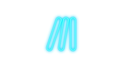 Glowing neon abstract shape with wavy lines, Neon lines leaning icon glow with transparent background