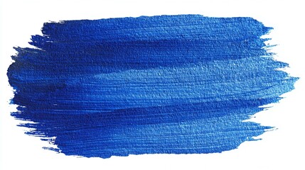Fototapeta premium Bold blue brushstroke on white. Texture and depth in color. Abstract painting technique. Ideal for background or design elements.