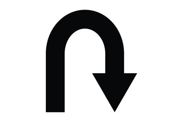 U-turn ahead traffic sign road. U-Turn road sign. U Turn Arrow. Print u turn arrow icon linear graphics set vector. u turn shape pointer flat design pictogram vector elements.  © Hike Studio 888