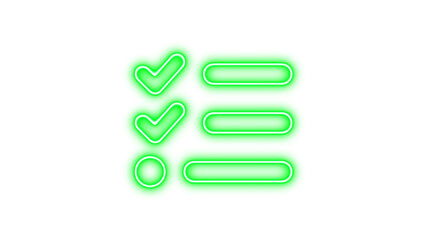 Obraz premium Neon checklist icon with checkmarks and a circle, Neon list check icon glow with transparent background